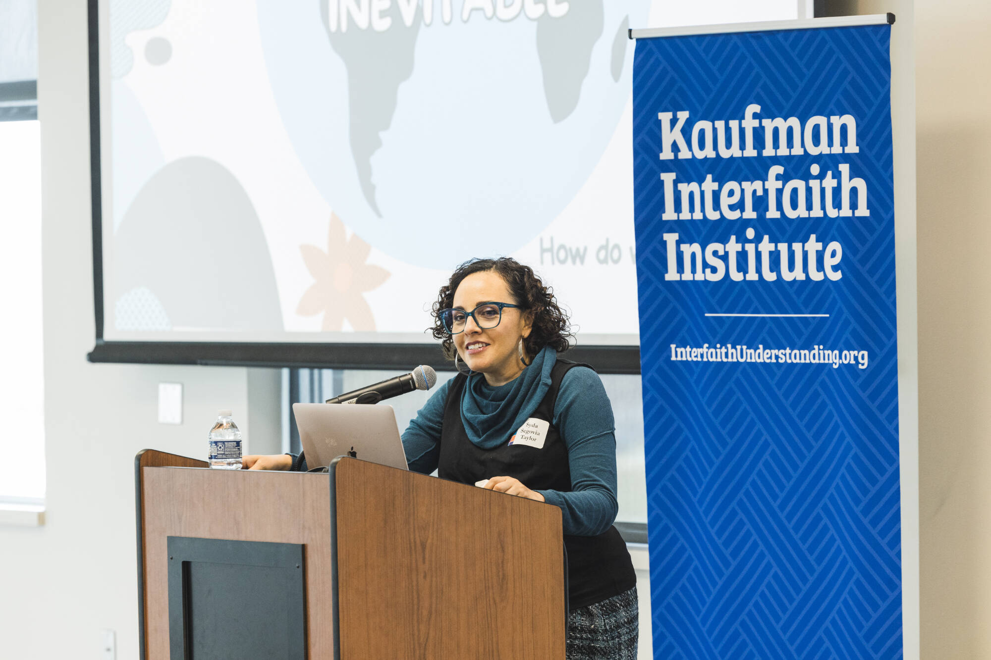 Syda Segovia Taylor speaks at the Sigal Interfaith leadership lecture